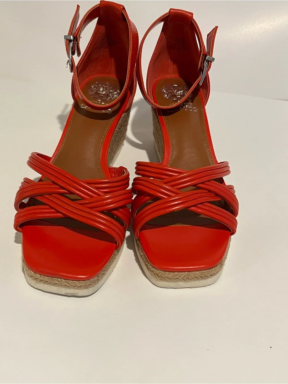Vince Camuto Red Strappy Espadrille Wedge Sandals